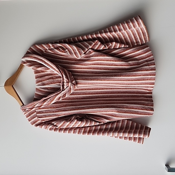 Anthropologie Saturday Sunday Stripe Retro Chenille Knit Flare Hoodie - Picture 5 of 7